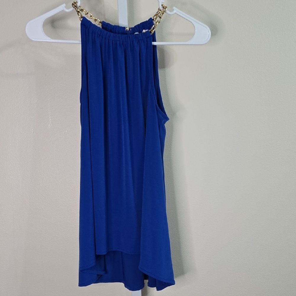 Michael Kors Blue Top with Gold Chain Sz XS‎